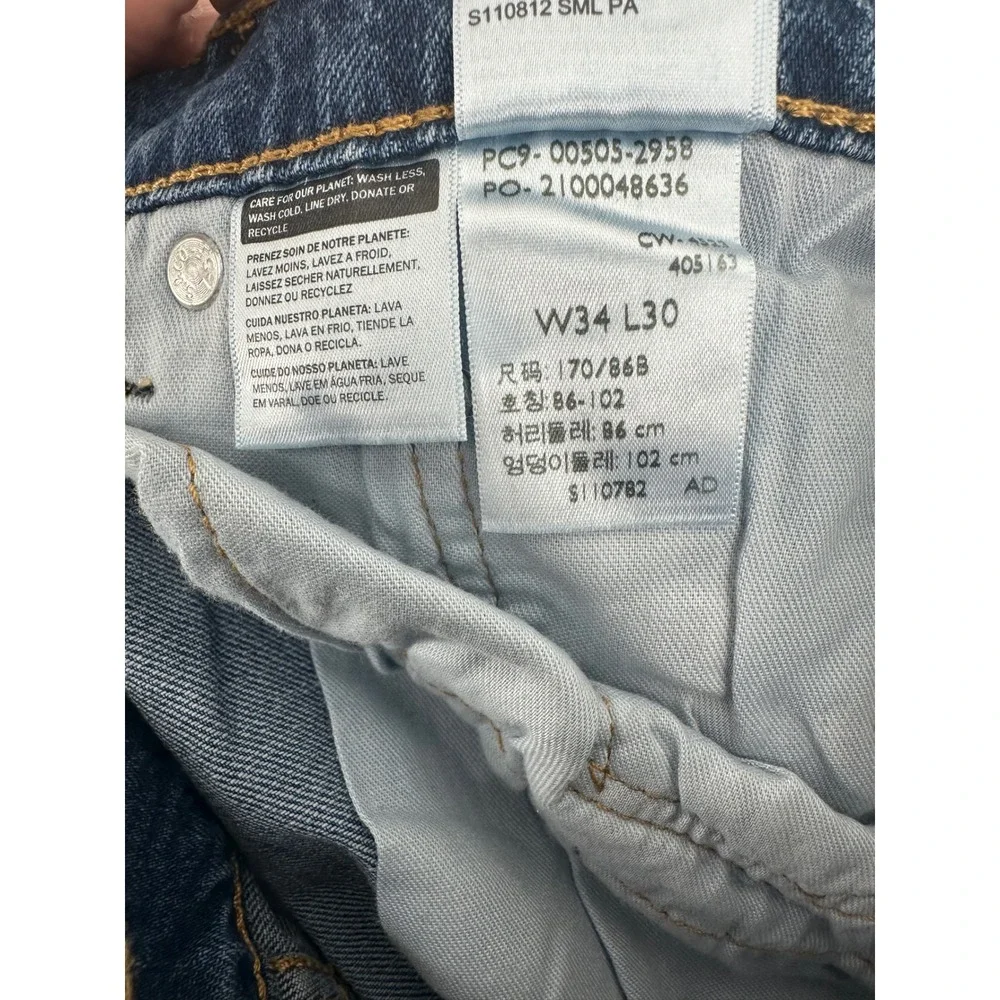 Levi's 505 Regular Fit Mens Blue Straight Leg Denim Jeans 34x30 00505-2958
